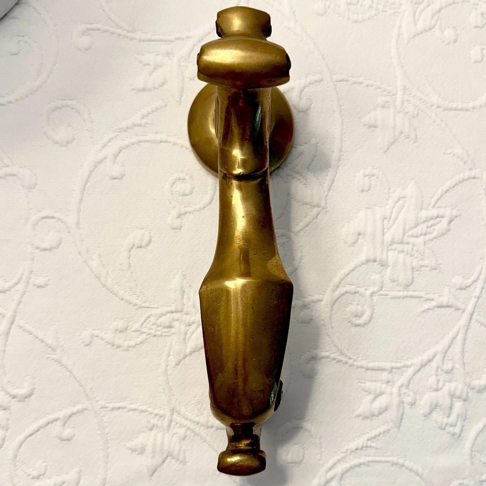 Antique Georgian 1930s Cast Brass Doctor's Scroll Victorian Door Knocker